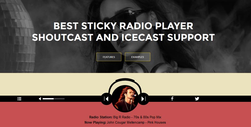 Sticky HTML5 Radio Player Full Width Shoutcast Icecast